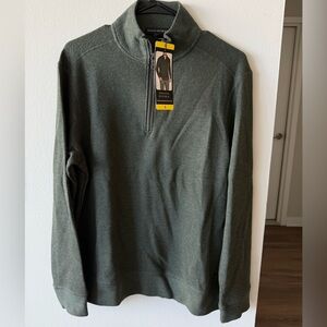 Banana Republic Waffle Quarter Zip Pullover Men's Green